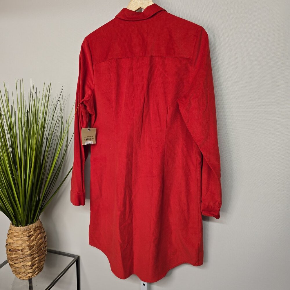 NWT G.H. Bass & Co. Red Corduroy Button-Up Shirt Dress - Medium - Picture 5 of 11